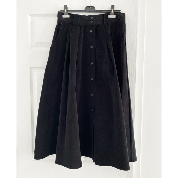 Behida Dolić Black Corduroy A-Line Skirt, size Large - Picture 2 of 5